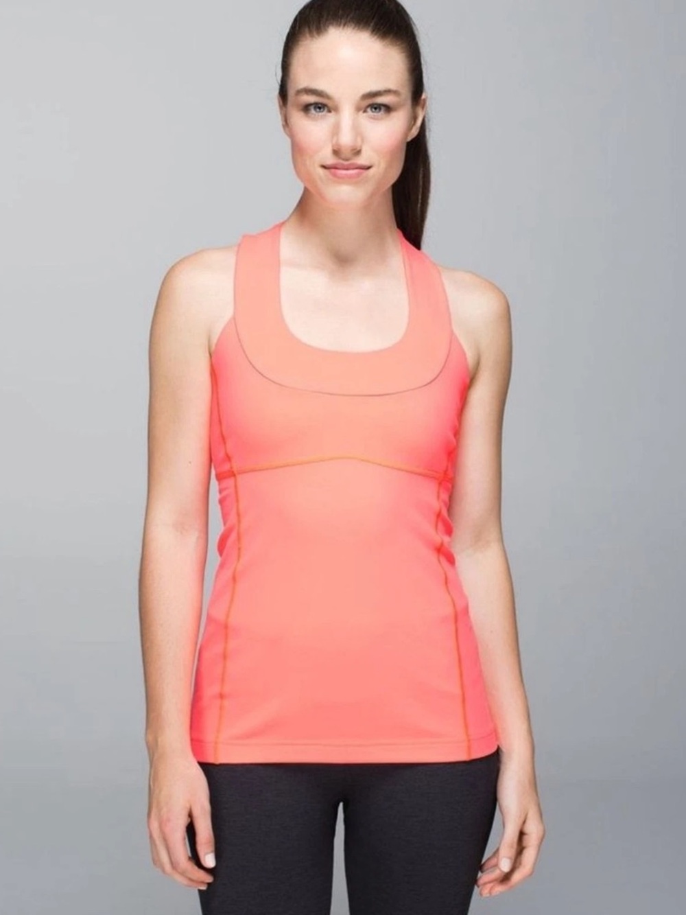 Lululemon Women's Scoop Neck Tank Luon Coral Racerback Top Size 4